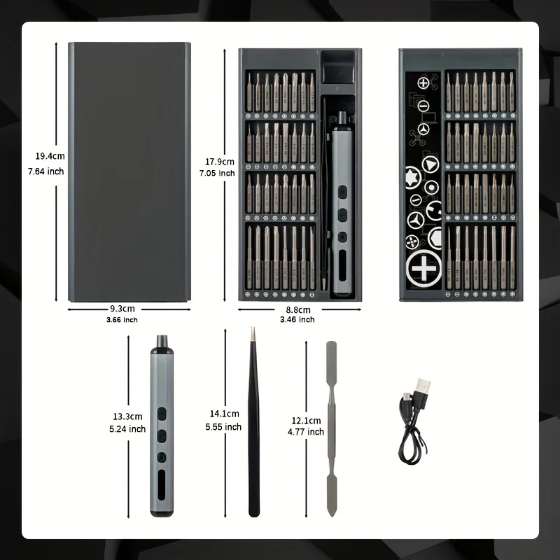 Conjunto de chave de fenda elétrica de precisão 68 em 1, torque de 5 velocidades com bits magnéticos, ferramenta de reparo doméstico para iphone, relógios, câmeras, laptops
