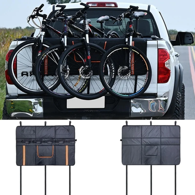

Накладка на заднюю дверь велосипеда для горного велосипеда, сверхмощная поверхность с защитой от царапин и карманами, подходит для велосипедов, универсальный органайзер для грузовика-кровати