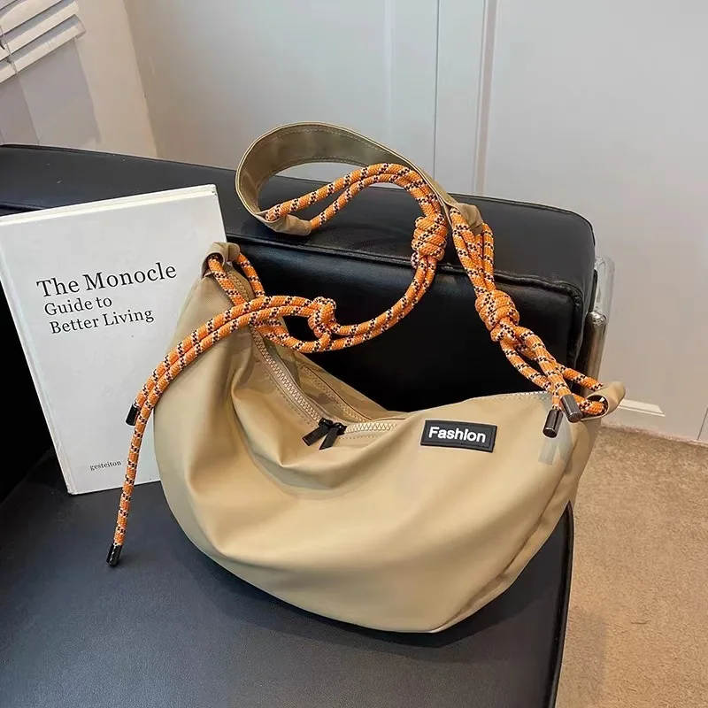 Borsa a tracolla Casual in Nylon per donna borsa a tracolla leggera a forma di gnocco semplice con cerniera liscia di grande capacità