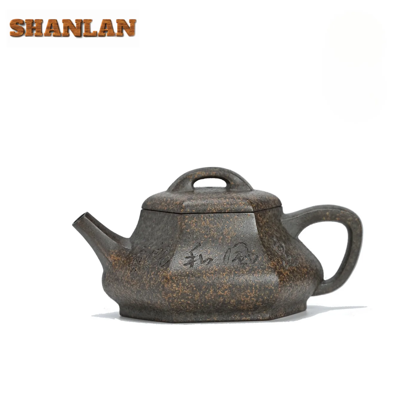 

190ml Creative Yixing Purple Clay Teapots Handmade Hexagonal Stone Scoop Pot Raw Ore Bloom Mud Kettle With Strainer Zisha Teaset