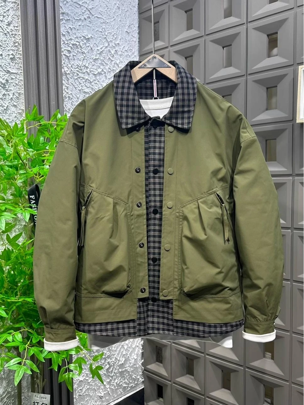 

Повседневная клетчатая куртка в клетку, мужская облегающая рабочая одежда, топ, молодежный слинг, осеннее модное корейское длинное пальто на молнии с застежкой-молнией