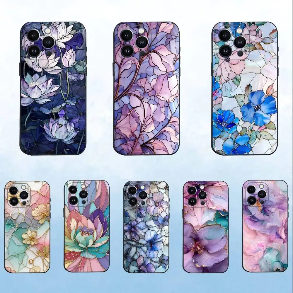 

Artistic flower carving Phone Case For iPhone 16,15,14,13,12,11 Plus,Pro Max,XS,X,XR,SE,Mini,8,7,Soft Silicone Black Cover