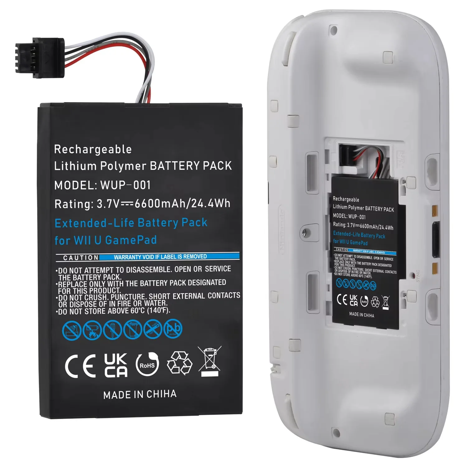 

6600mAh lithium battery WUP-001WUP-012 suitable for Nintendo Wii U game controller WUP-010
