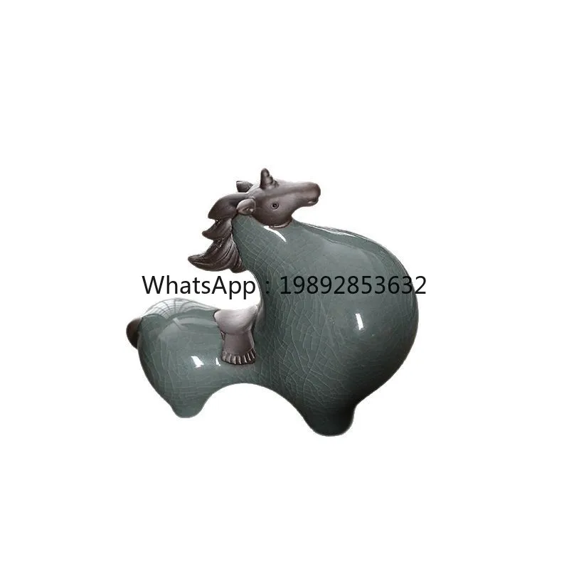 HYS Lucky Ornament Ceramic Animal Chinese Living Room Entrance Wine Cabinet Bogu Rack Decoration Office Tabletop Decoration