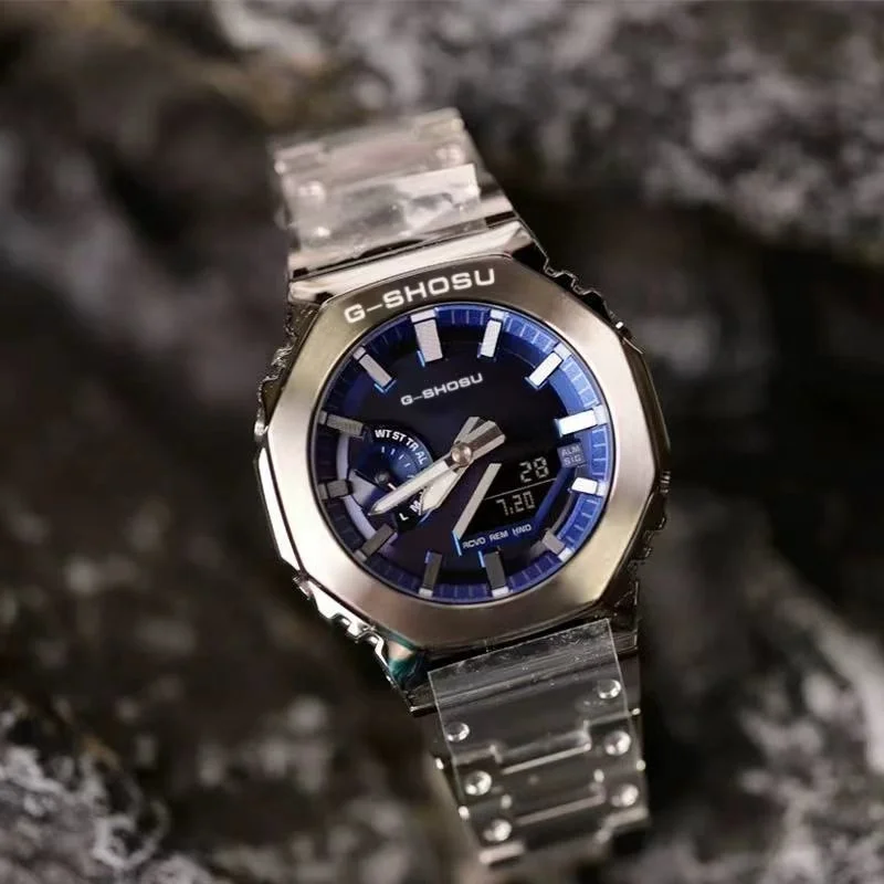 

Steel Strap Sports Unisex Electronic Watch Full Function LED Dual Display Large Dial World Time