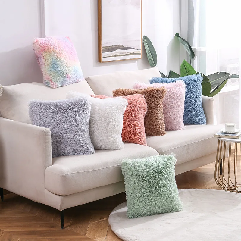 Solid Color Throw Pillow Cover Soft Cushion Shell Decorative Pillowcase for Couch Bedroom Home Decoration