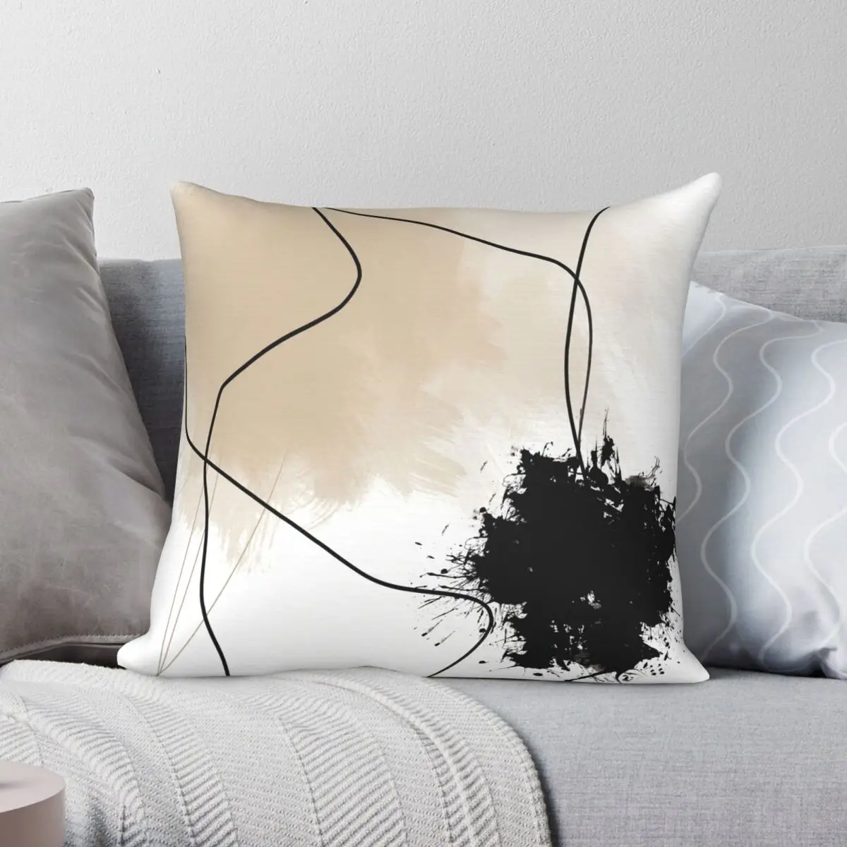 Splatter Painting Square Pillowcase Polyester Linen Velvet Creative Zip Decor Pillow Case Car Cushion Cover 45x45