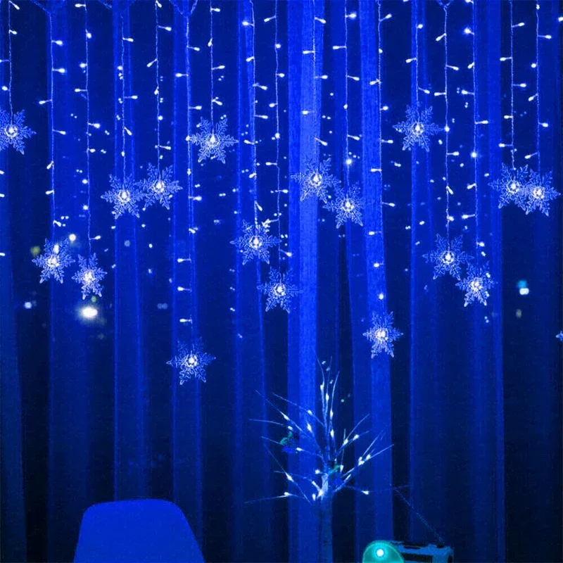 4M 96Led Weihnachten Home Decor Schneeflocke Lichterketten Indoor Weihnachten Wohnzimmer Vorhänge Dekor Weihnachten Dekorationen Lichter – Detail 10