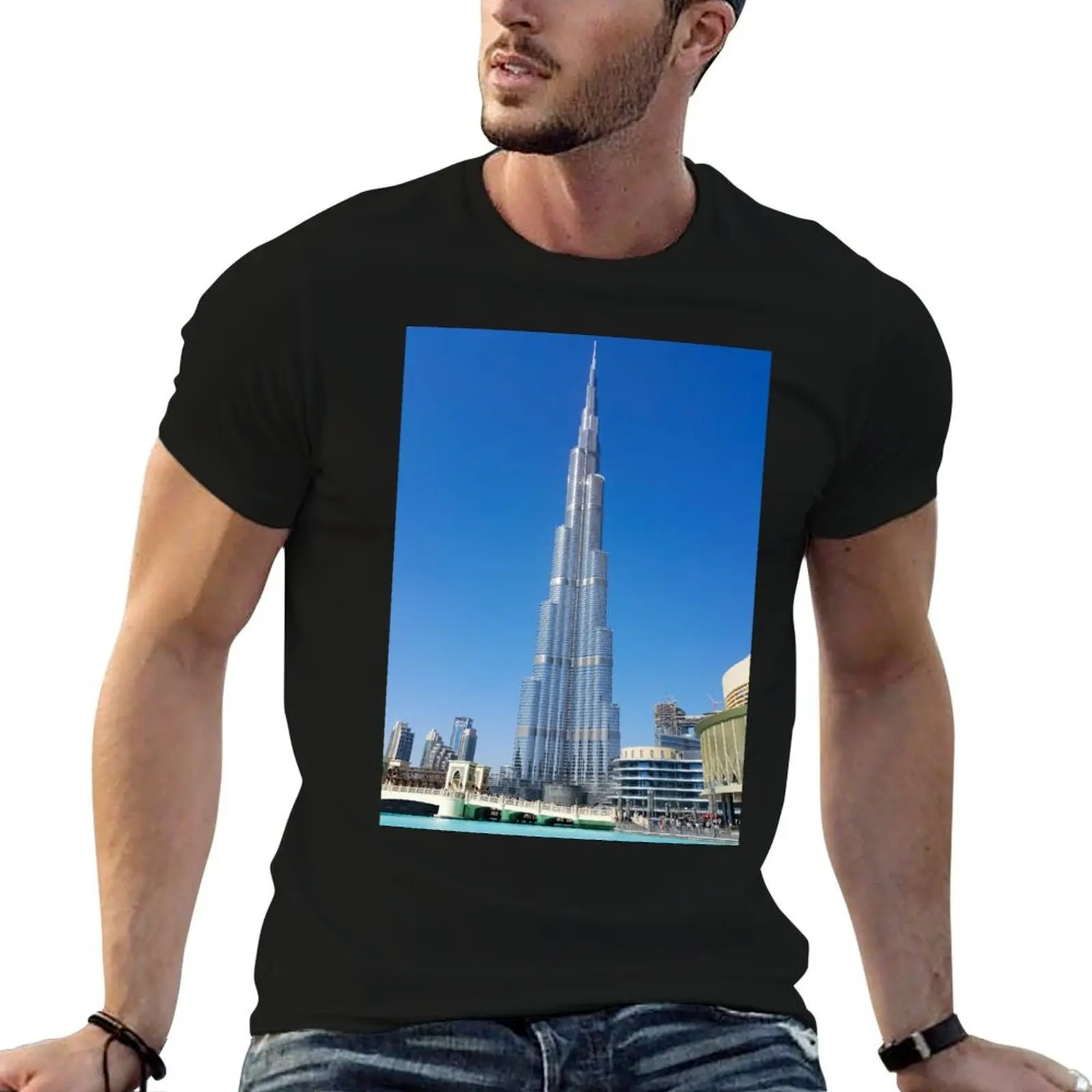 

t for Burj t cotton man casual men funny Dubai heavy humor shirt dark T-Shirt shirts man t shirts Khalifa
