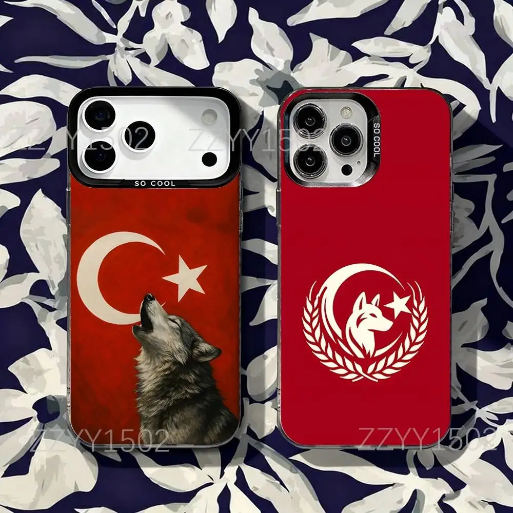 

Turk Wolf Turkey Flag Phone Case For iPhone 17,16,15,14,13,12,X,8,Pro,Max,Plus,SE4,Air,Mini Black Matte Durable Hard