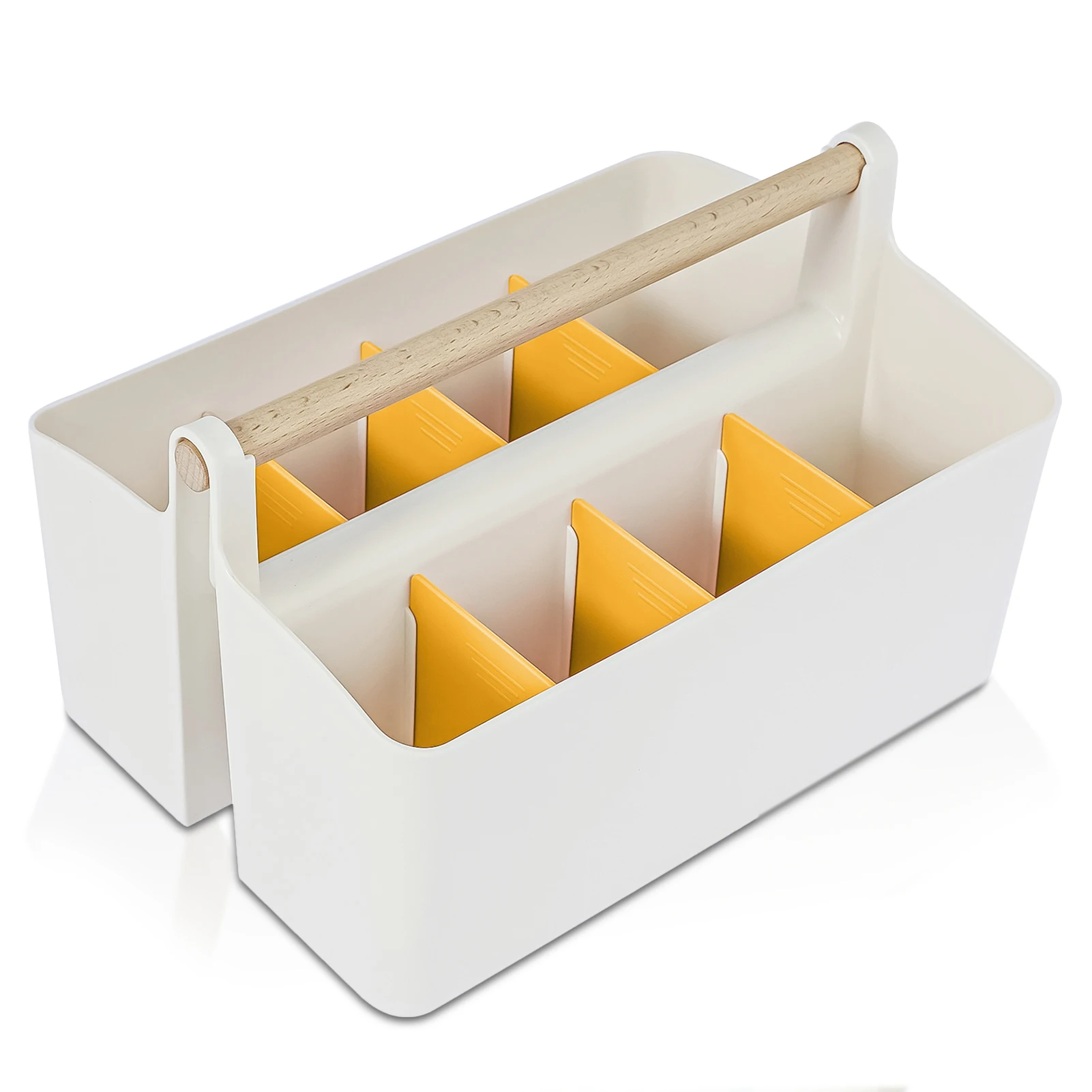 

Portable Tool Storage Basket Toiletries Storage Box with Compartments and Handle Waterproof Organizer Boxes for Bathroom Kitchen