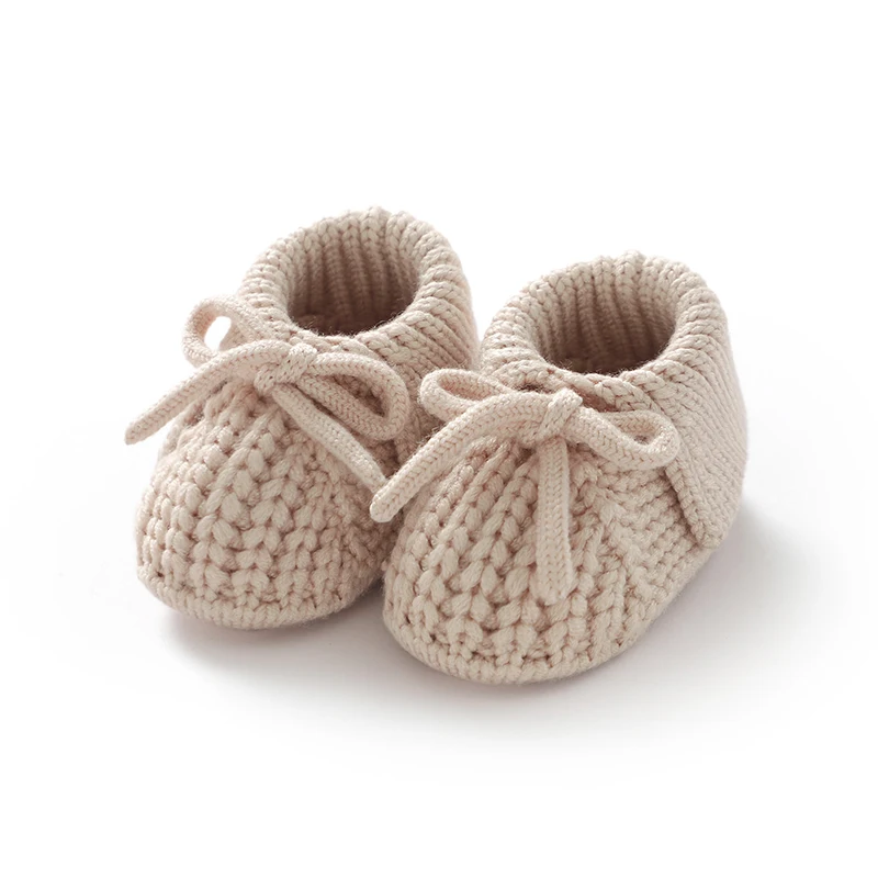 

Knitted Baby Booties Newborn Babies Girls Anti-Slip First Walkers Shoes Comfortable Soft Soled Infant Indoor Outdoor Crawl Crib