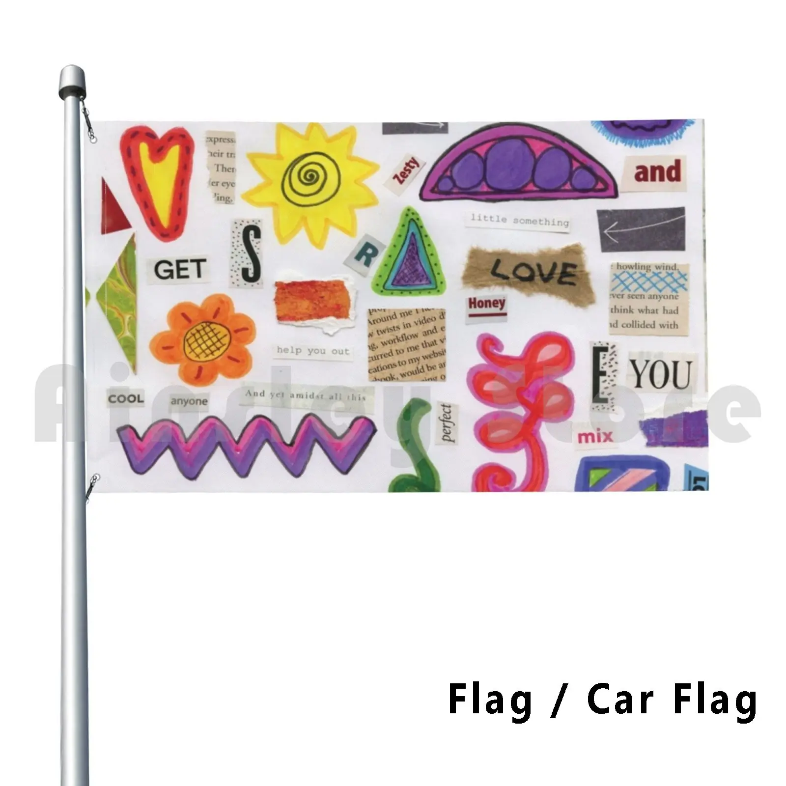 Y2k Collage Flag Car Flag Printing Custom Y2k Gems Bling Crystal Bratz Year 2000 Pastel Pastel Core Gemstones