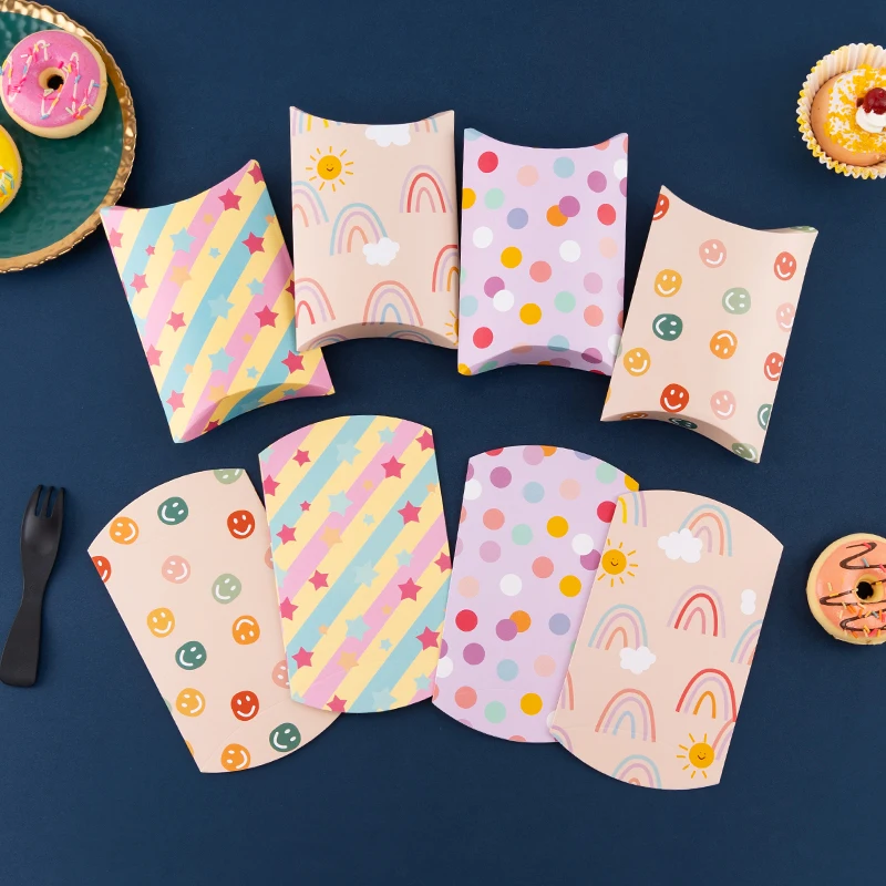 LBSISI Life,Rainbow Star Candy Pillow Paper Gift Box Nougat Chocolate Cookie Biscuit Flip Boxes For Children's Day Baby Shower