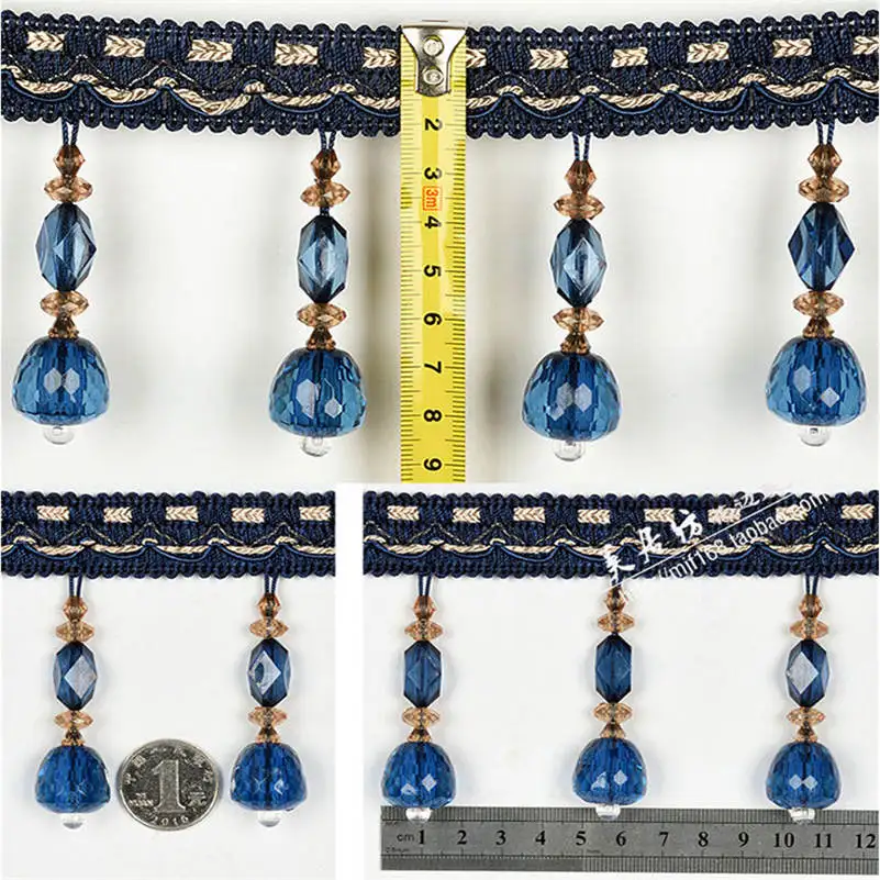 2/4/6 metri perline di cristallo tenda frangia pizzo nappa trim nastro largo artigianato fai da te cucito a mano tenda vestiti accessori