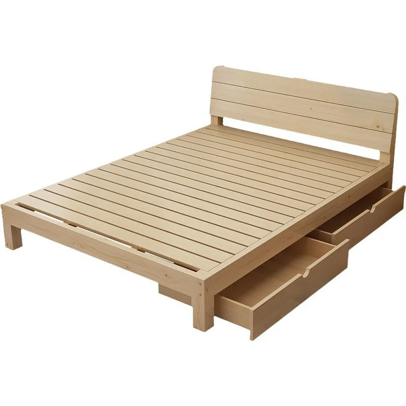 

Solid wood bed frame double e****mical simple modern