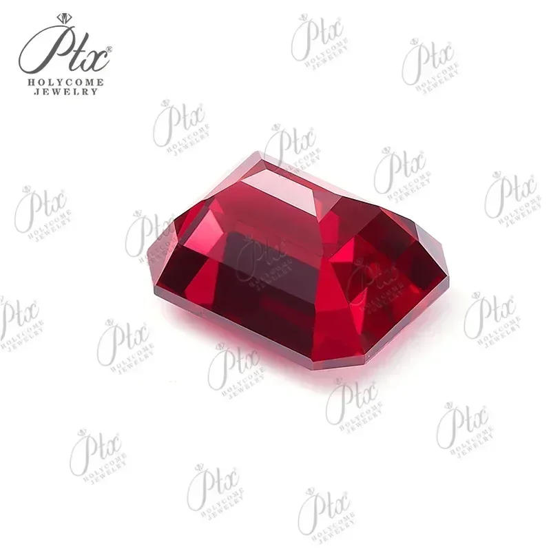Lab Grown Ruby Emerald Cut Various Sizes Pigeon Blood Red Loose Gemstone Beads For DIY Jewelry Making With AGL Certificate