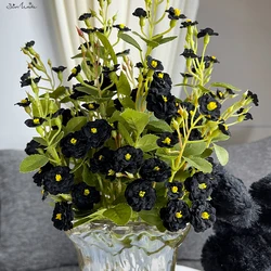 SunMade New Mini Roses Branch Silk Artificial Flowers Black Rose Home Hotel Decoration Blue Flores Flower Arrangement Supplies
