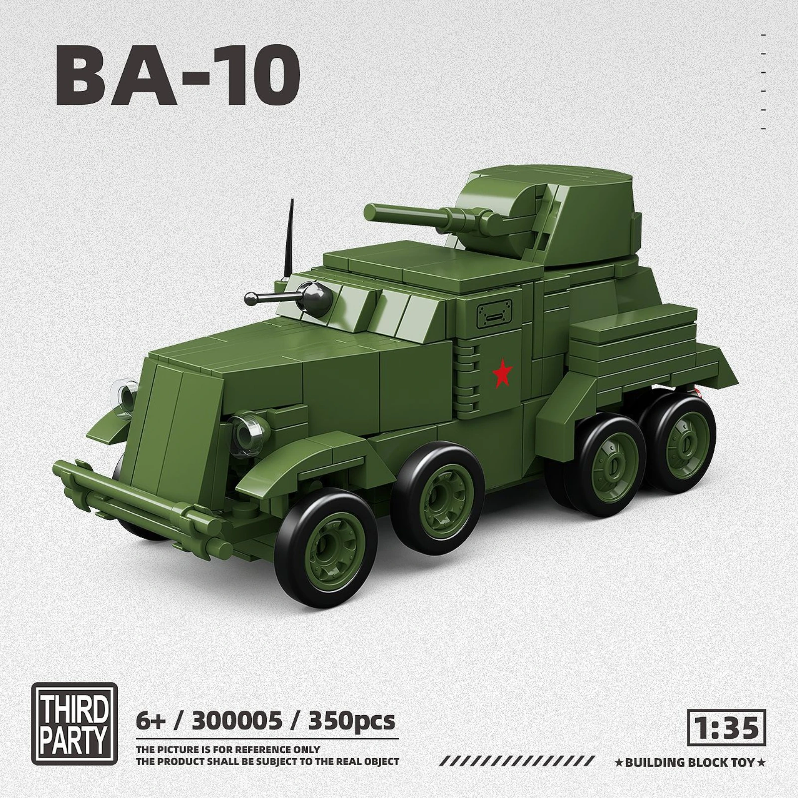 300005 350 pz Sovietico BA10 Auto Blindata della Seconda Guerra Mondiale Militare Veicolo Cingolato Modello Kit Piccoli Blocchi di Costruzione