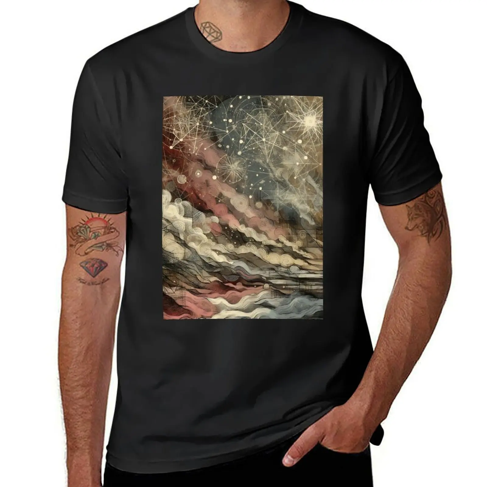 Celestial Waltz in Temporal Weave T-shirt for a boy tops boys whites heavyweights men clothing