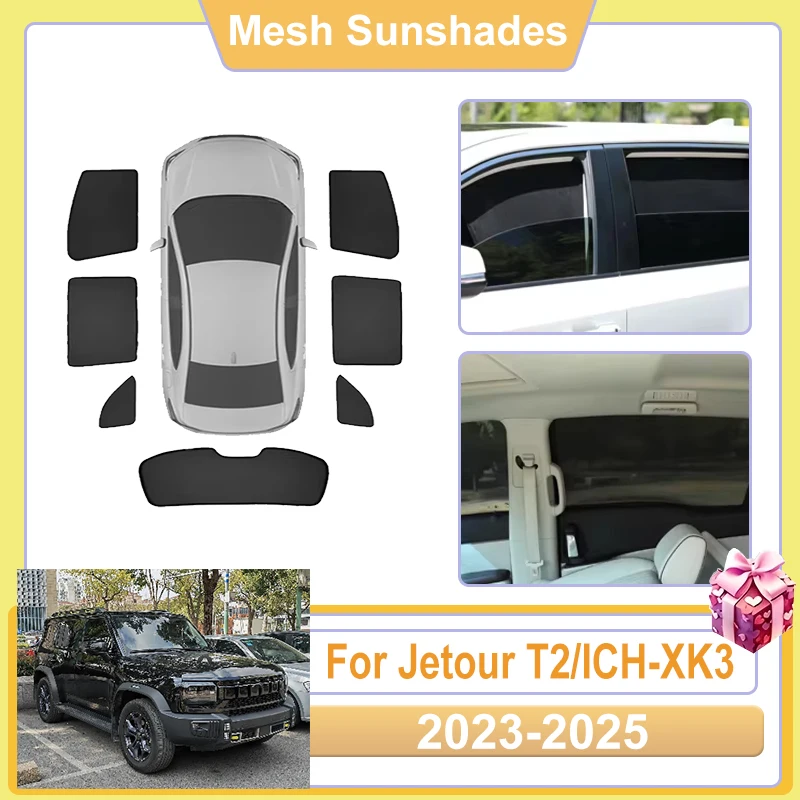 

For Jetour T2 Accessories 5 Seats ICH-XK3 2023 2024 2025 Car Window SunShade Mesh Cover Anti UV Visors Heat Baffle Accesorios
