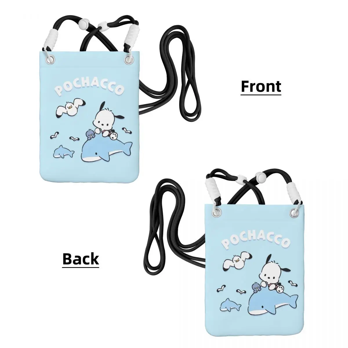 مخصص Pochacco تحمل حقيبة الهاتف المحمول قطري الرجال النساء لطيف الكلب الكتف حقيبة كروسبودي قابل للتعديل طول مدينة المشي