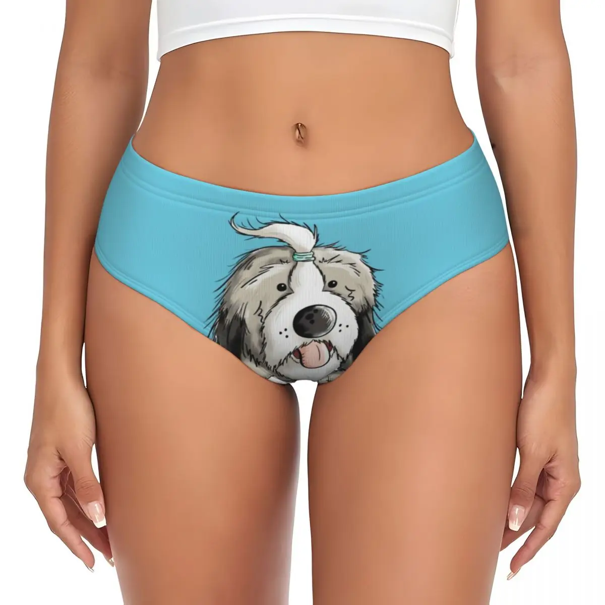 

Изготовленные на заказ трусы для собак Happy Bearded Collie, нижнее белье, женские дышащие эластичные трусики для домашних животных