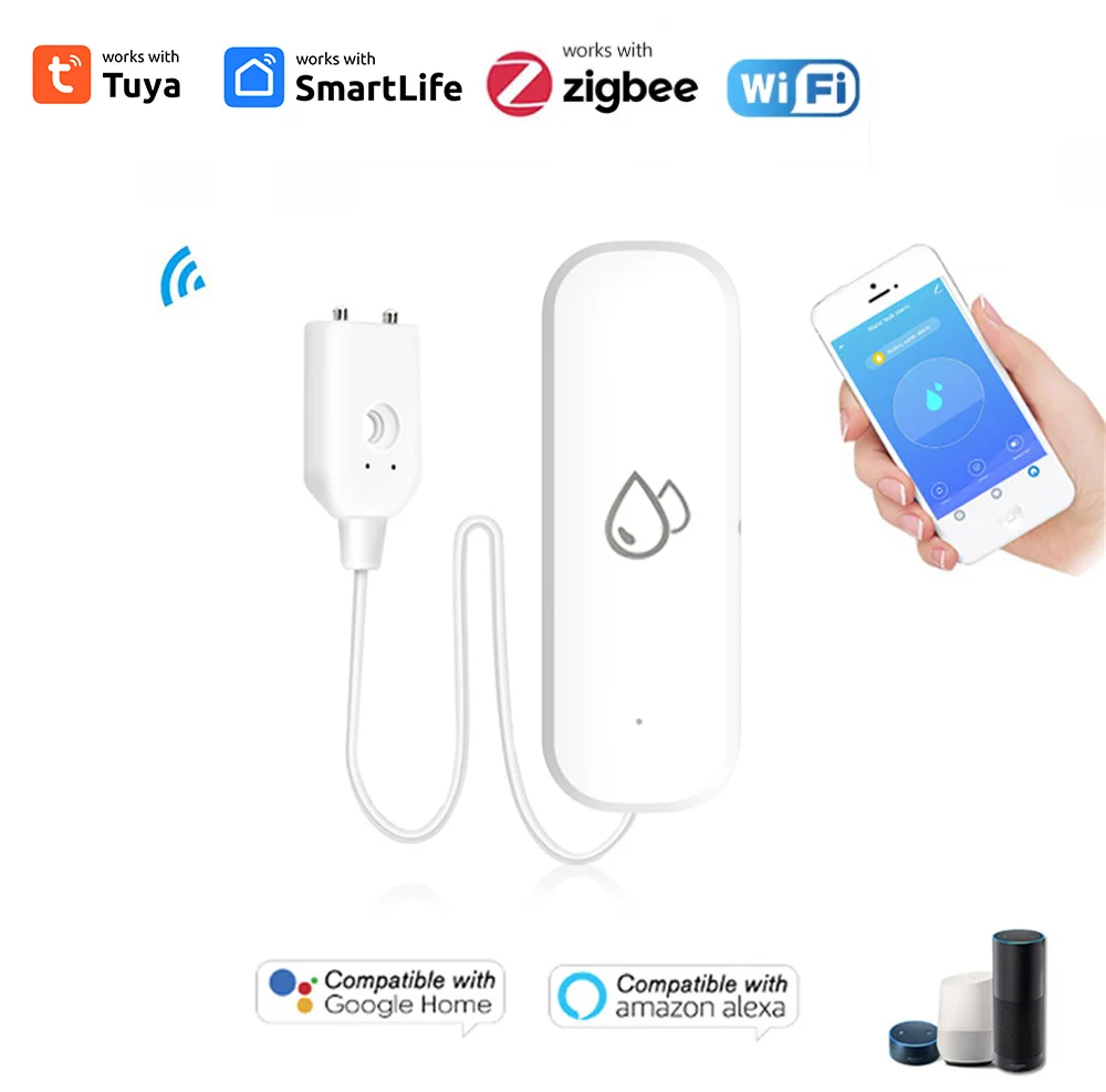 Tuya WiFi And ZigBee Water Sensor Leakage Alarm Flood Leak Detector Smart Home APP Remote Control Smart Home Security Protection