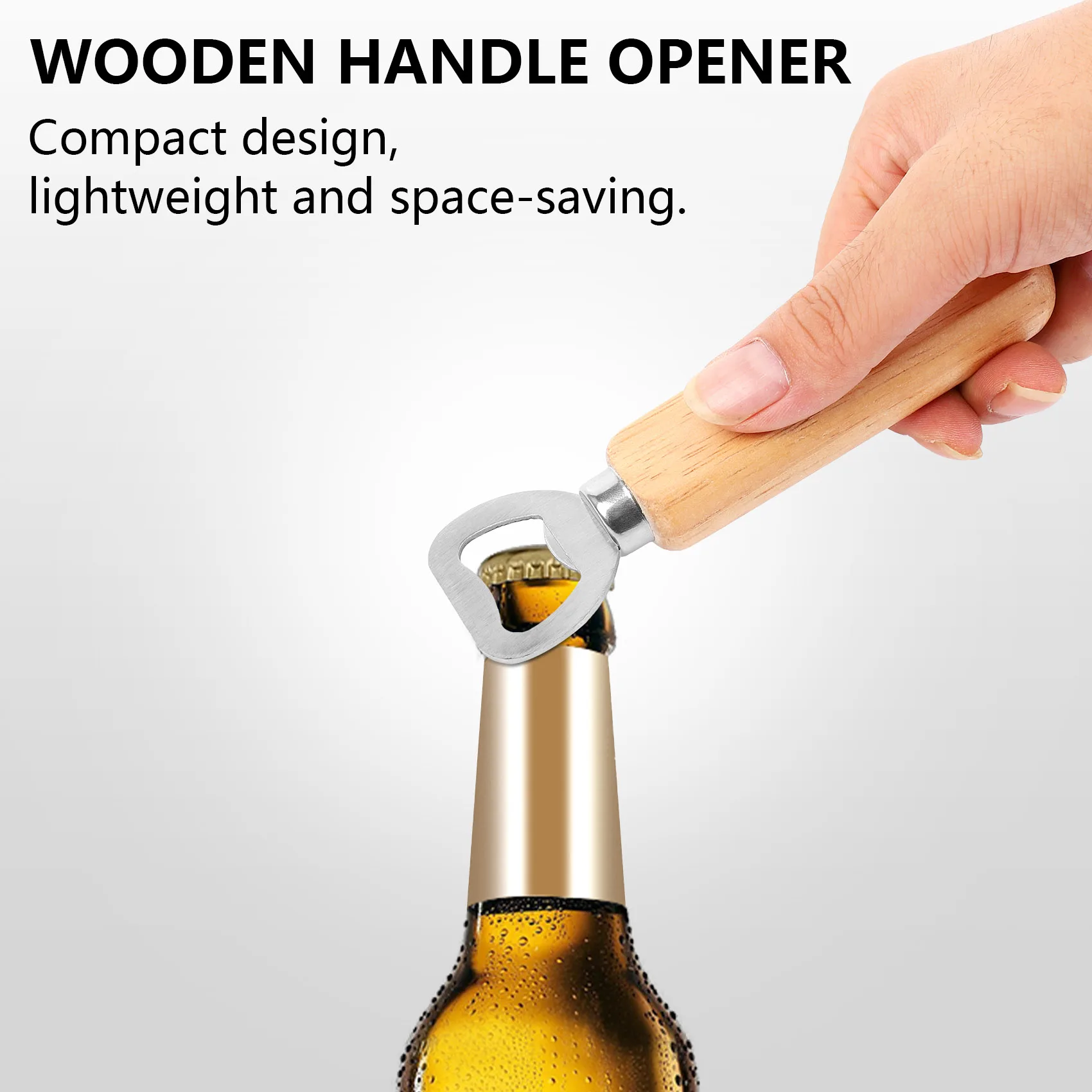 10Pcs/Set Bartender Bottle Opener Rubber Wood Handheld Wine Beer Soda Glass Cap Bottle Opener for Home Kitchen Bar