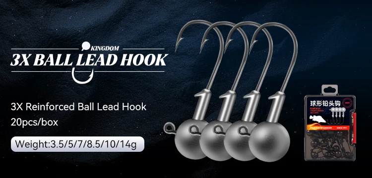 Kingdom 15 Stück Jig-Kopfhaken, 0,7 g, 1 g, 1,2 g, 1,7 g, 2,5 g, 3,5 g, Jig-Köder, harter Köder, weicher Wurm, Ball-Jig-Kopfhaken, Angelzubehör – Detail 1