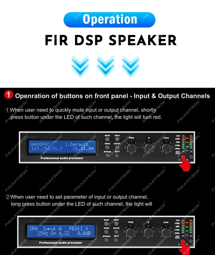 Paulkitson PX48 Digitaler Audio-Prozessor Driver Rack 4-Eingänge 8-Ausgänge 96K DSP FIR Lautsprechermanagementsystem für Live-Bühnenevents – Detail 5