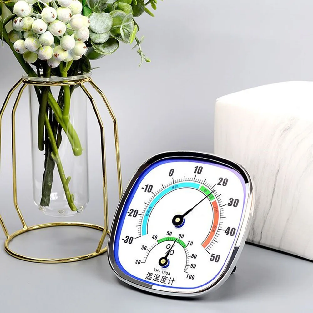 Hygrometer Thermometer Outdoor Temperature -30 - 50℃ 120x120x23mm 20 - 99%RH ABS Gauge Glass Lens No Battery Required