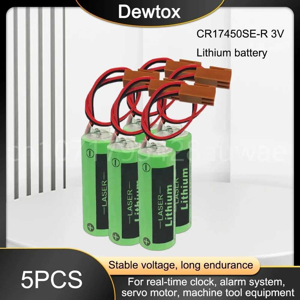 5PCS A02B-0200-K102 A02B-0200 Li-ion Batteries CR17450SE-R CR17450 CR17450SE 3V PLC Battery with Brown Plug