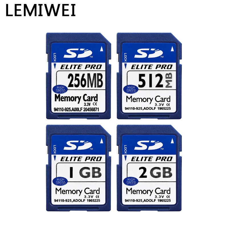 Carte SD d'origine Lemiwei Elite Pro haute vitesse 128 Mo 256 Mo 512 Mo 1 Go 2 Go bleu UHS-1 C10 carte mémoire durable pour tester le bureau
