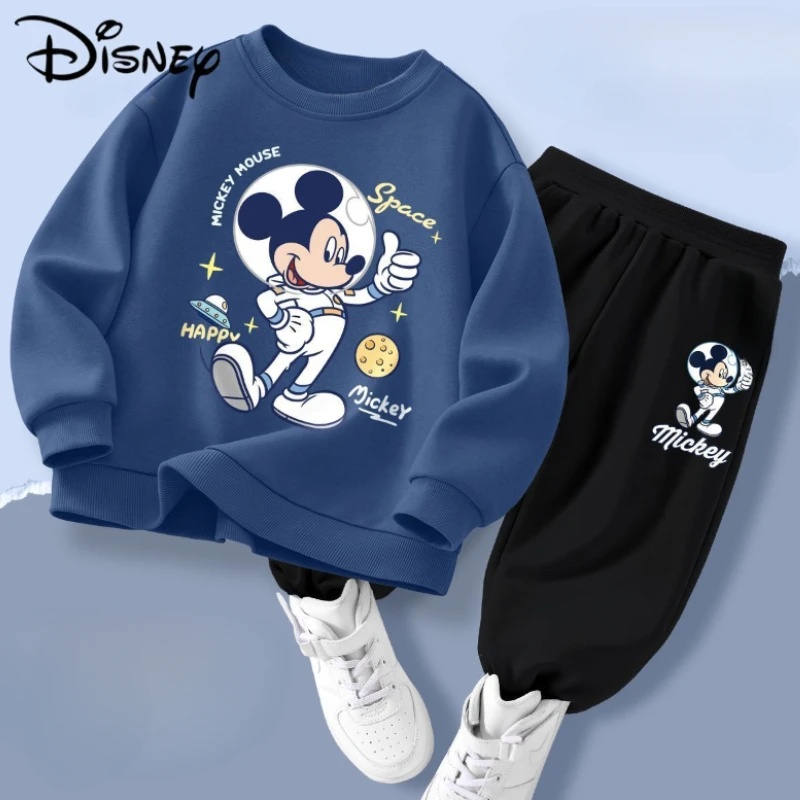 DISNEY Spring Autumn Children O Neck Pullover Sets Baby Boys Kids Thin Breathable Sweatshirt and Sweatpant Two Piece Suit