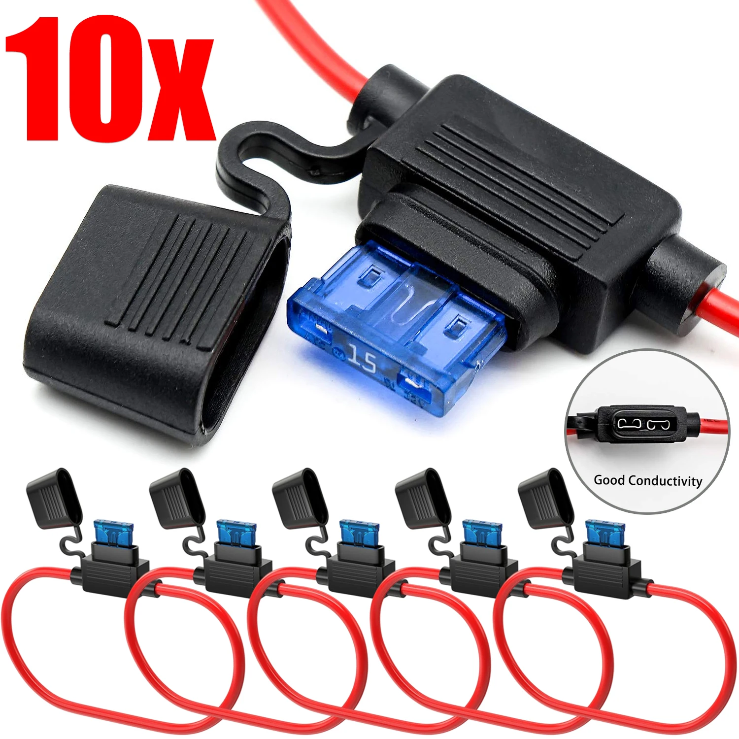 5/10Pcs 12V 30A Insert In Line Car Mini Blade Adapter Fuse Holder Splash-proof for Sockets Wire Cutoff Switch Damp Proof Splash