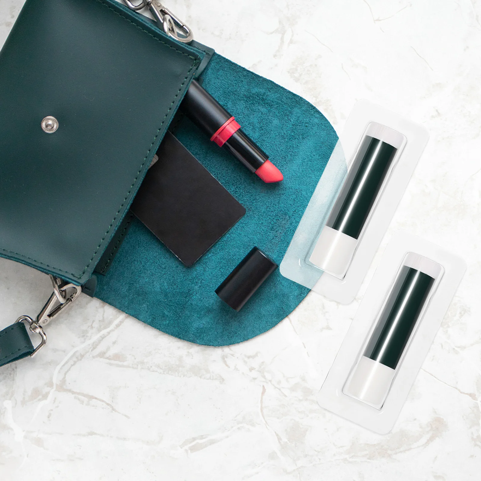 

60Pcs Transparent Lip Balm Boxes Clear Lipstick Holder Adhesive Tape Storage Organizer Portable Protection Case