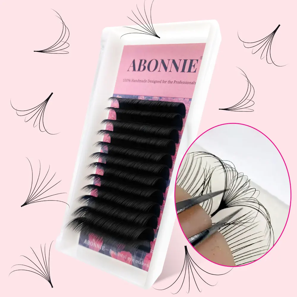 Abonnie Cashmere Blomming Lashes Easy Fan Eyelash Extensions Mega Volume Fans 8-25m All Size Eyelashes Supplies for Eye Beauty