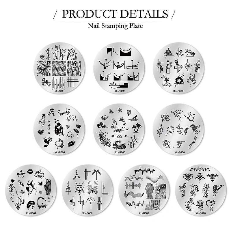 MEET ACROSS Geometry Nail Stamping Plates Love Flower Template Plate Abstract Style Nail Stamp Nail Art Stencil Tools