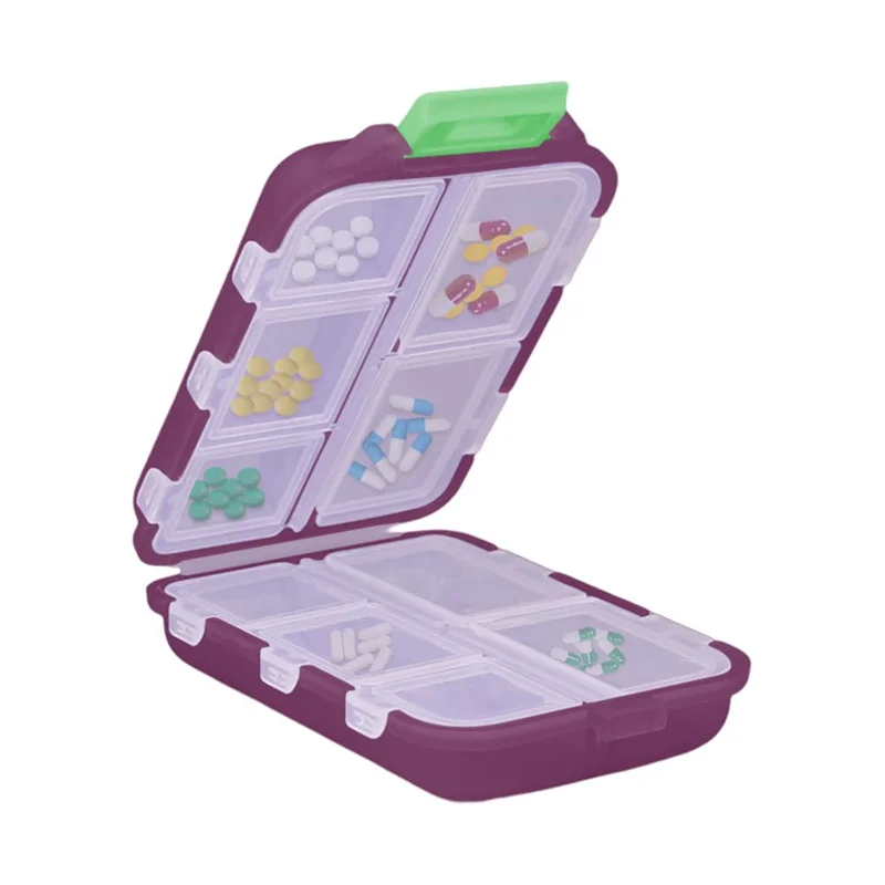 Handige reispil-organizer, draagbare zakapotheek, medicijndoos, klein etui, 10-roosters, opslag, vitamine, visolie