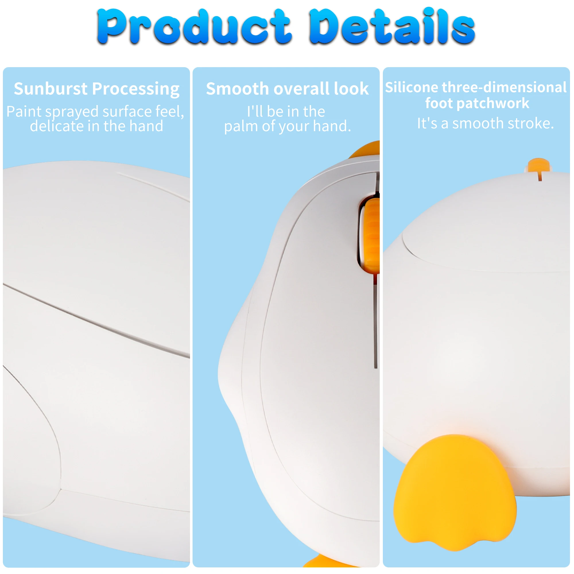 Mouse Nirkabel Isi Ulang Bebek Putih Lucu 2.4G + Bluetooth Konektivitas Mode Ganda Ergonomi Bisu Mouse Komputer untuk Laptop PC