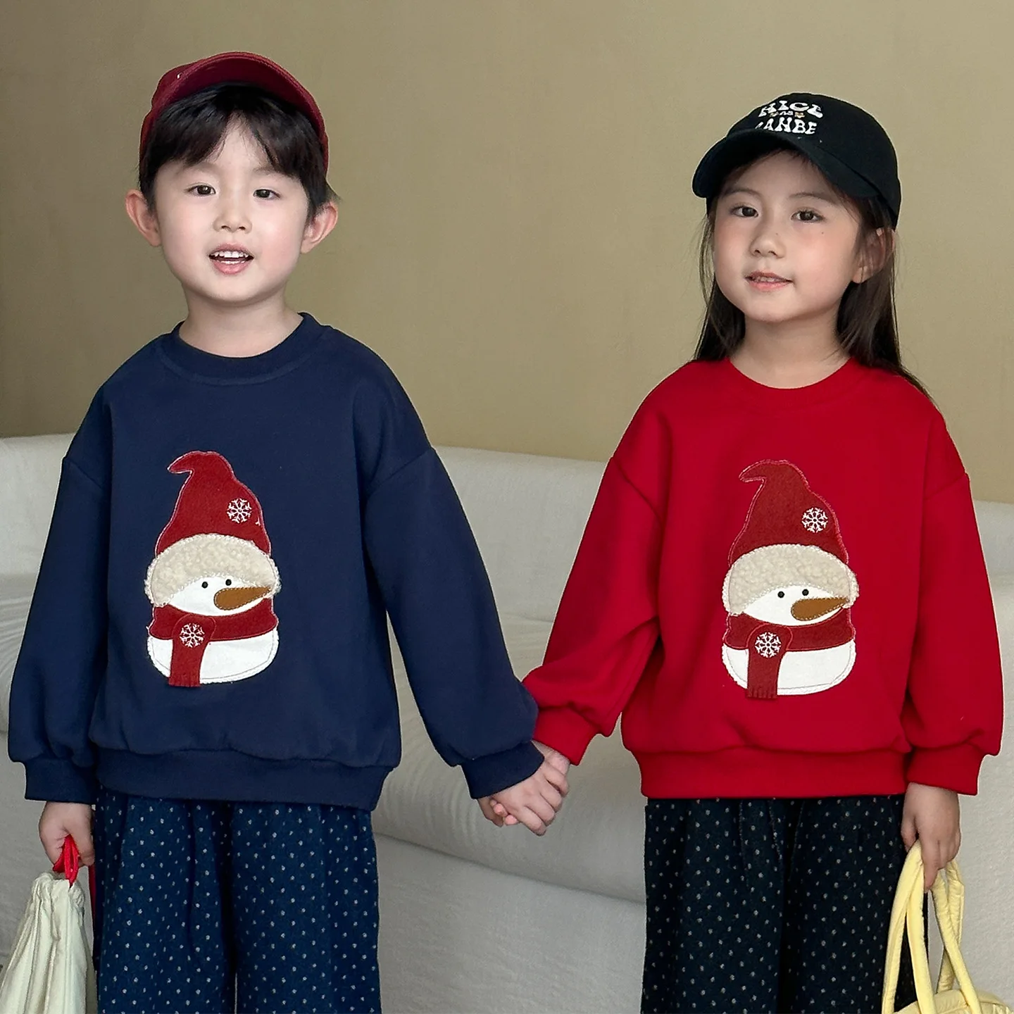 2025 Autumn New Children Christmas Sweatshirt Cartoon Print Boys Girls Long Sleeve Casual Pullover Cotton Kids Loose Sweatshirts