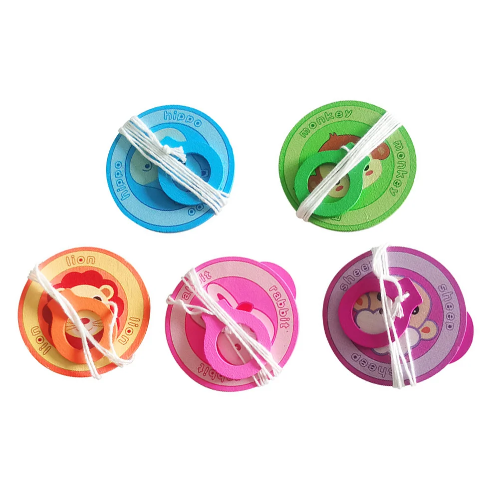 

5pcs Pull String Wooden Bright Educational Plaything For Home Turntable Tinplate Creative