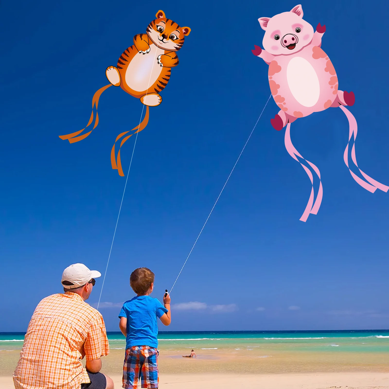 Cometa para niños y adultos, cometas de cerdo bailando con cola larga, fácil de volar y divertida, para viaje, parque, actividades de juego de playa al aire libre