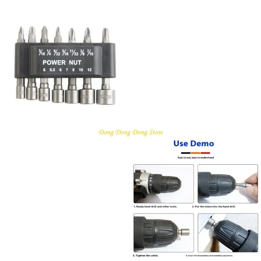 

4XBA 7Pcs Powerful Socket Inner Hexagonal Wrench Hexagonal Handle Screwdriver Extension Rod Screwdriver Insert Power Tool