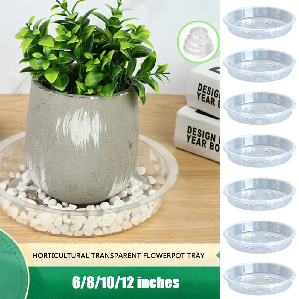 

10pcs New Round Flower Pot Tray Plastic Desktop Flower Pot Base Trash Storage Clear Drip Tray Home