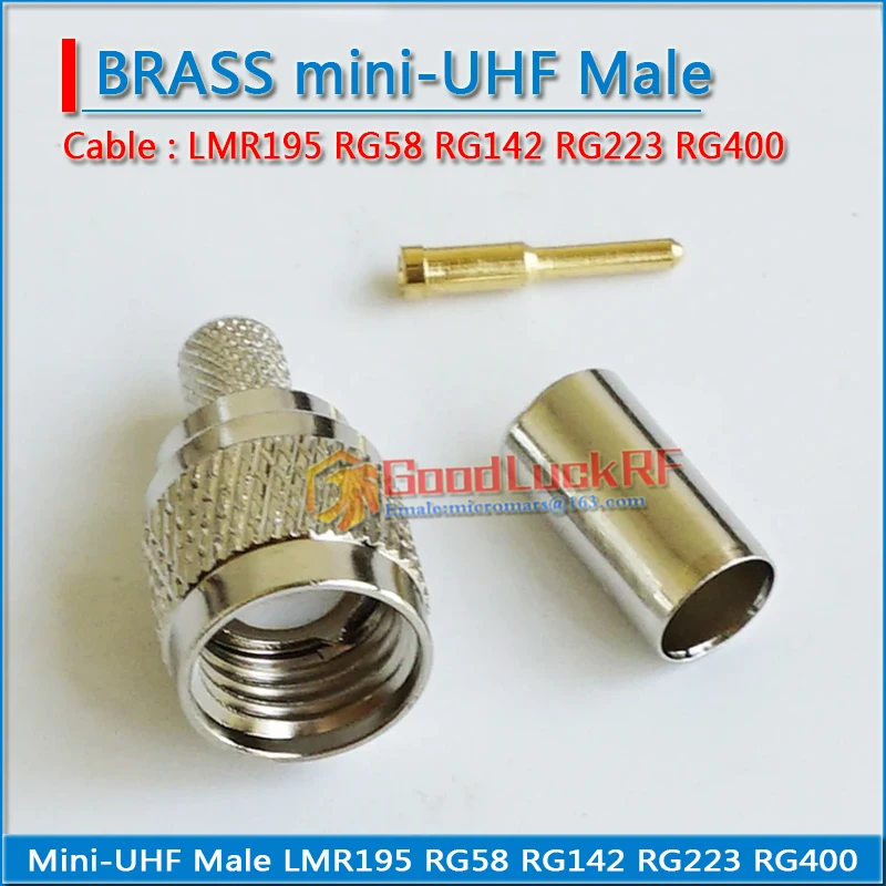 miniUHF MINI UHF Male Plug RF Coax Connector Socket Crimp for RG58 RG142 RG223 RG400 LMR195 RF Coaxial Straight Nickel plated