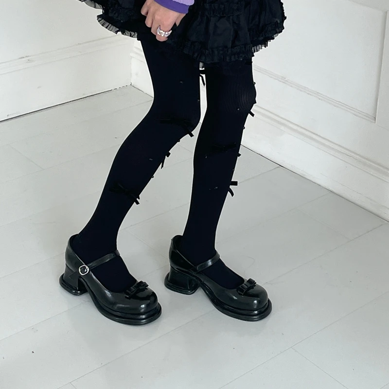 Lolita Velvet Bow Pantyhose for Women Lovely Cream Color Pearl Decoration Tights Girls JK Kawaii Winter Autumn Tights Ladies