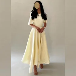 Customized Jersey Ruched Beach A-line O-Neck Bespoke Occasion Gown Midi Dresses