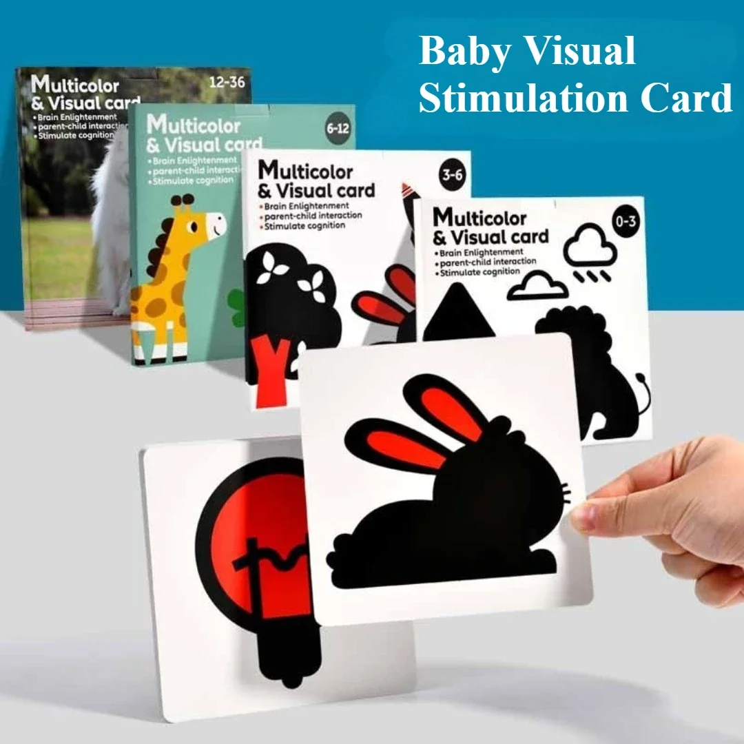 

Montessori 0-36Month Baby Visual Stimulation Cards Black High Contrast Flash Card Infant Gift For Children Coloring Book Set